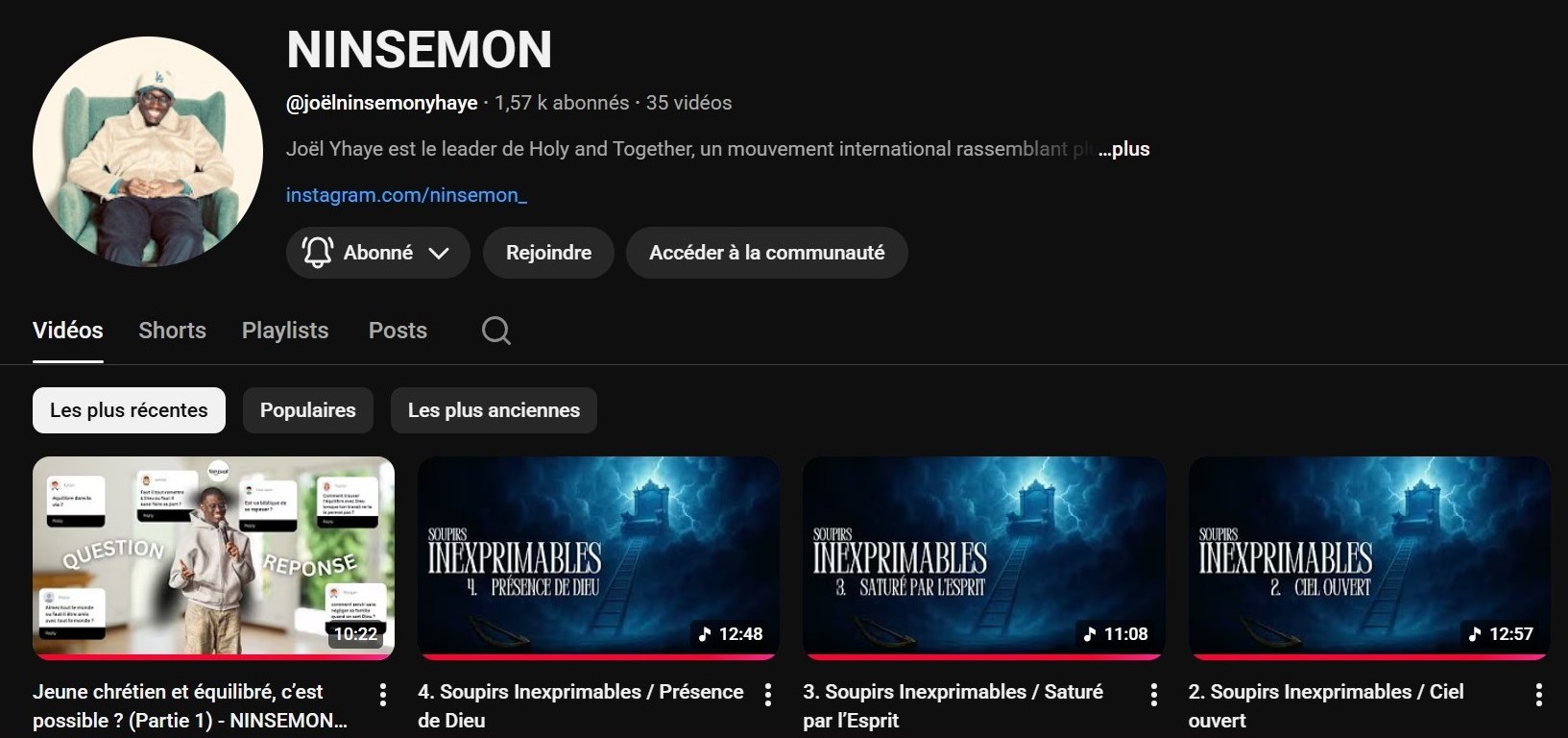Chaîne YouTube Ninsemon